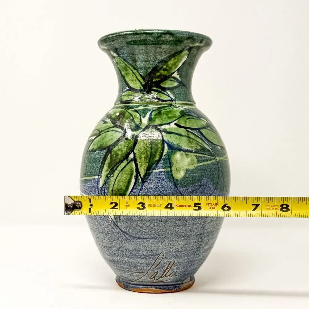 Sud & Co French Pottery Vase Cassis Provence Signed Hand Painted Terracotta